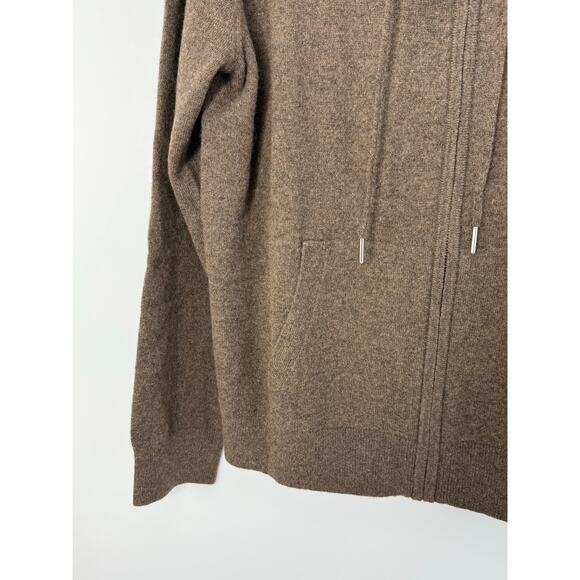 Quince 100% Mongolian Cashmere Full Zip Hoodie Brown Large Soft Luxe Knit - Picture 4 of 9